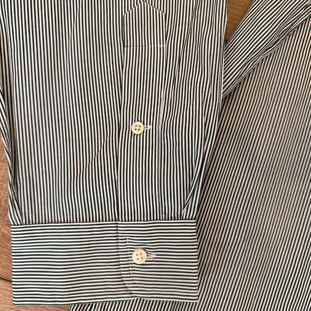 Ralph Lauren | Mens XXL Green White Striped Dressy Long Sleeve Button Down Shirt - Picture 7 of 8